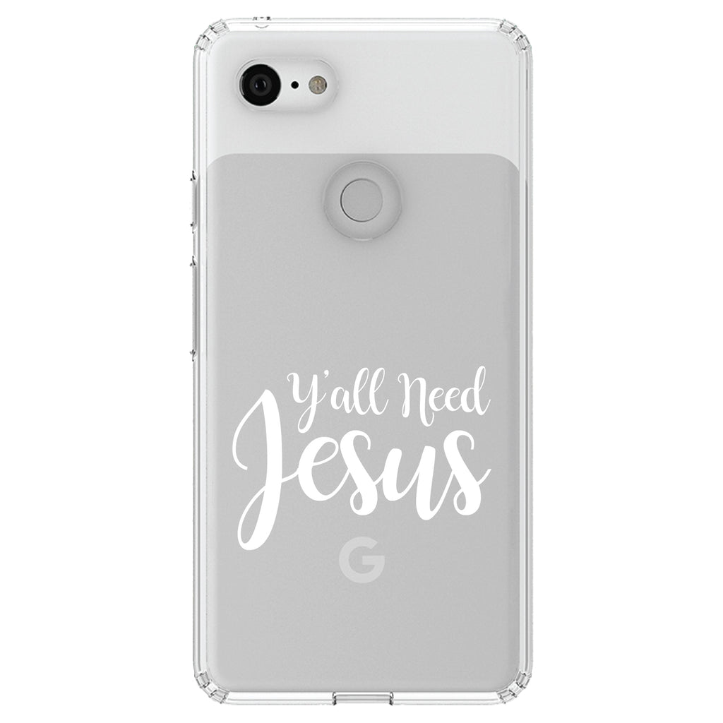 Y'All Need Jesus, White Clear Shockproof iPhone Case, view 22