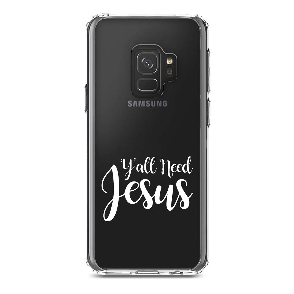 Y'All Need Jesus, White Clear Shockproof iPhone Case, view 19