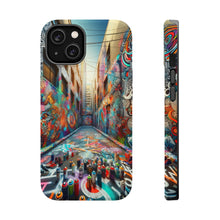 DistinctInk Tough Case for Apple iPhone, Compatible with MagSafe Charging - "Urban Kaleidoscope: Vibrant Street Art Transforms City Landscape"