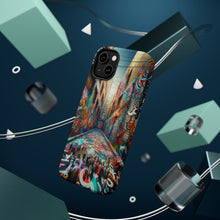 DistinctInk Tough Case for Apple iPhone, Compatible with MagSafe Charging - "Urban Kaleidoscope: Vibrant Street Art Transforms City Landscape"