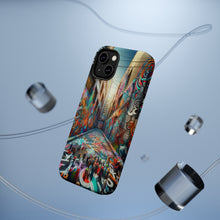 DistinctInk Tough Case for Apple iPhone, Compatible with MagSafe Charging - "Urban Kaleidoscope: Vibrant Street Art Transforms City Landscape"