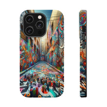 DistinctInk Tough Case for Apple iPhone, Compatible with MagSafe Charging - "Urban Kaleidoscope: Vibrant Street Art Transforms City Landscape"