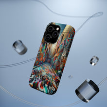 DistinctInk Tough Case for Apple iPhone, Compatible with MagSafe Charging - "Urban Kaleidoscope: Vibrant Street Art Transforms City Landscape"
