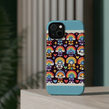 DistinctInk Tough Case for Apple iPhone, Compatible with MagSafe Charging - "Whimsical Rainbow Delight: A Vibrant Pattern"