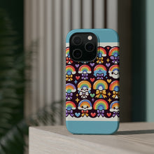 DistinctInk Tough Case for Apple iPhone, Compatible with MagSafe Charging - "Whimsical Rainbow Delight: A Vibrant Pattern"