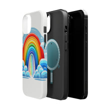 DistinctInk Tough Case for Apple iPhone, Compatible with MagSafe Charging - "Whimsical Rainbow: Colors Dancing in Sky"