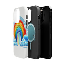 DistinctInk Tough Case for Apple iPhone, Compatible with MagSafe Charging - "Whimsical Rainbow: Colors Dancing in Sky"