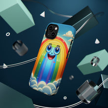 DistinctInk Tough Case for Apple iPhone, Compatible with MagSafe Charging - "Joyful Cartoon Rainbow in Serene Sky"