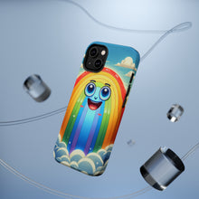 DistinctInk Tough Case for Apple iPhone, Compatible with MagSafe Charging - "Joyful Cartoon Rainbow in Serene Sky"