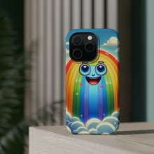 DistinctInk Tough Case for Apple iPhone, Compatible with MagSafe Charging - "Joyful Cartoon Rainbow in Serene Sky"