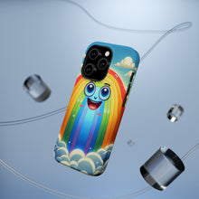 DistinctInk Tough Case for Apple iPhone, Compatible with MagSafe Charging - "Joyful Cartoon Rainbow in Serene Sky"