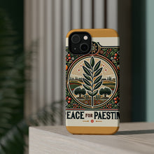 DistinctInk Tough Case for Apple iPhone, Compatible with MagSafe Charging - "Harmony Blossoms: A Symbolic Peace for Palestine"
