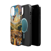 DistinctInk Tough Case for Apple iPhone, Compatible with MagSafe Charging - "Harmony Blossoms in Ancient Palestinian Landscape"