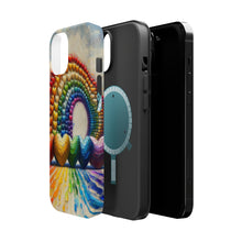 DistinctInk Tough Case for Apple iPhone, Compatible with MagSafe Charging - "Rainbow Hearts Painted with Artistic Mastery"