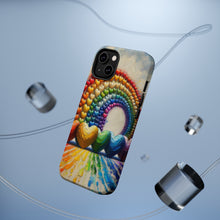 DistinctInk Tough Case for Apple iPhone, Compatible with MagSafe Charging - "Rainbow Hearts Painted with Artistic Mastery"