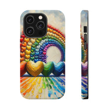 DistinctInk Tough Case for Apple iPhone, Compatible with MagSafe Charging - "Rainbow Hearts Painted with Artistic Mastery"