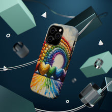 DistinctInk Tough Case for Apple iPhone, Compatible with MagSafe Charging - "Rainbow Hearts Painted with Artistic Mastery"