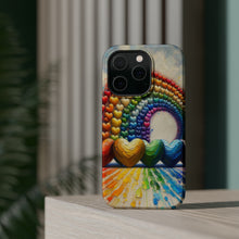 DistinctInk Tough Case for Apple iPhone, Compatible with MagSafe Charging - "Rainbow Hearts Painted with Artistic Mastery"