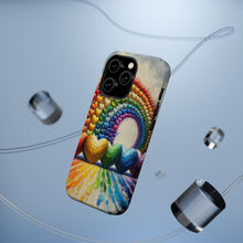 DistinctInk Tough Case for Apple iPhone, Compatible with MagSafe Charging - "Rainbow Hearts Painted with Artistic Mastery"