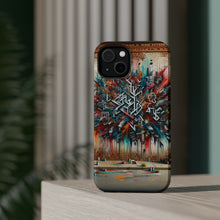 DistinctInk Tough Case for Apple iPhone, Compatible with MagSafe Charging - "Color Cascades: Vibrant Street Art Illuminates Urban Landscape"