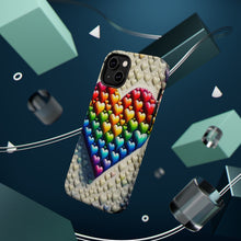 DistinctInk Tough Case for Apple iPhone, Compatible with MagSafe Charging - "Heartfelt Rainbow: A Textured Oil Painting"