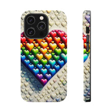 DistinctInk Tough Case for Apple iPhone, Compatible with MagSafe Charging - "Heartfelt Rainbow: A Textured Oil Painting"