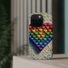 DistinctInk Tough Case for Apple iPhone, Compatible with MagSafe Charging - "Heartfelt Rainbow: A Textured Oil Painting"
