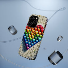 DistinctInk Tough Case for Apple iPhone, Compatible with MagSafe Charging - "Heartfelt Rainbow: A Textured Oil Painting"