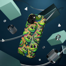 DistinctInk Tough Case for Apple iPhone, Compatible with MagSafe Charging - "Whimsical Alligator Paradise: Playful, Colorful Pattern"