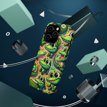 DistinctInk Tough Case for Apple iPhone, Compatible with MagSafe Charging - "Whimsical Alligator Paradise: Playful, Colorful Pattern"