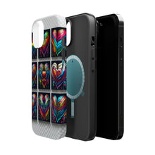 DistinctInk Tough Case for Apple iPhone, Compatible with MagSafe Charging - "Rainbow Prism Hearts: Vibrant and Intricate"