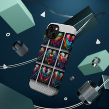 DistinctInk Tough Case for Apple iPhone, Compatible with MagSafe Charging - "Rainbow Prism Hearts: Vibrant and Intricate"