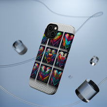 DistinctInk Tough Case for Apple iPhone, Compatible with MagSafe Charging - "Rainbow Prism Hearts: Vibrant and Intricate"