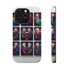 DistinctInk Tough Case for Apple iPhone, Compatible with MagSafe Charging - "Rainbow Prism Hearts: Vibrant and Intricate"