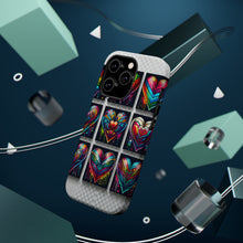 DistinctInk Tough Case for Apple iPhone, Compatible with MagSafe Charging - "Rainbow Prism Hearts: Vibrant and Intricate"