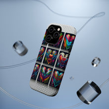 DistinctInk Tough Case for Apple iPhone, Compatible with MagSafe Charging - "Rainbow Prism Hearts: Vibrant and Intricate"