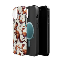 DistinctInk Tough Case for Apple iPhone, Compatible with MagSafe Charging - "Bounding Kangaroos: Playful Leaps and Bounds"
