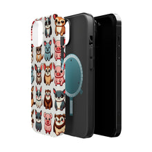 DistinctInk Tough Case for Apple iPhone, Compatible with MagSafe Charging - "Playful Animal Parade: Repeating Cartoon Pattern"
