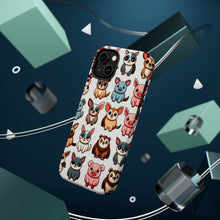 DistinctInk Tough Case for Apple iPhone, Compatible with MagSafe Charging - "Playful Animal Parade: Repeating Cartoon Pattern"