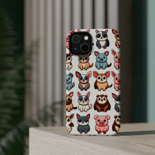 DistinctInk Tough Case for Apple iPhone, Compatible with MagSafe Charging - "Playful Animal Parade: Repeating Cartoon Pattern"