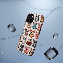 DistinctInk Tough Case for Apple iPhone, Compatible with MagSafe Charging - "Playful Animal Parade: Repeating Cartoon Pattern"