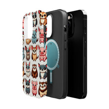 DistinctInk Tough Case for Apple iPhone, Compatible with MagSafe Charging - "Playful Animal Parade: Repeating Cartoon Pattern"