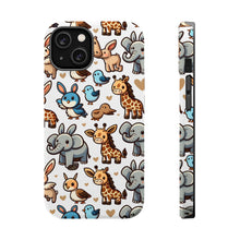 DistinctInk Tough Case for Apple iPhone, Compatible with MagSafe Charging - "Whimsical Cartoon Animal Repeating Pattern"