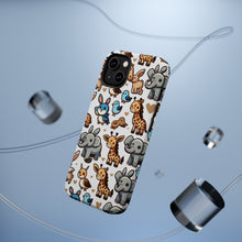 DistinctInk Tough Case for Apple iPhone, Compatible with MagSafe Charging - "Whimsical Cartoon Animal Repeating Pattern"