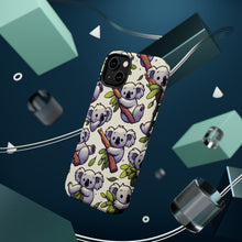 DistinctInk Tough Case for Apple iPhone, Compatible with MagSafe Charging - "Whimsical Arboreal Koala Pattern Collection"