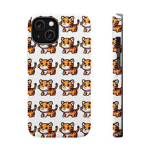 DistinctInk Tough Case for Apple iPhone, Compatible with MagSafe Charging - Playful Tiger Pattern on Blank Background