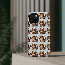 DistinctInk Tough Case for Apple iPhone, Compatible with MagSafe Charging - Playful Tiger Pattern on Blank Background