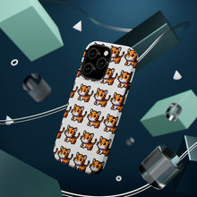 DistinctInk Tough Case for Apple iPhone, Compatible with MagSafe Charging - Playful Tiger Pattern on Blank Background
