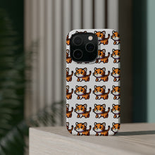 DistinctInk Tough Case for Apple iPhone, Compatible with MagSafe Charging - Playful Tiger Pattern on Blank Background