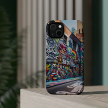DistinctInk Tough Case for Apple iPhone, Compatible with MagSafe Charging - "Colorful Urban Masterpiece: Bursting Life on Concrete Canvas"
